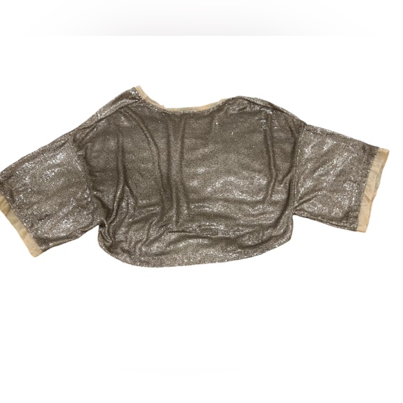 Free People Dolman Sleeve Crop Top Metallic Party - Picture 6 of 8